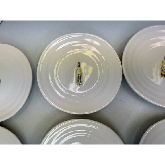 Set of 6 Williams Sonoma Wine Theme Raised Bottle Appetizer Plates Canapes 5.25" - Picture 4 of 9